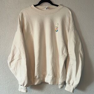 Google Men's Cream Crewneck Sweater